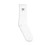 White Embroidered Crew Socks