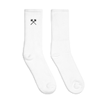 White Embroidered Crew Socks